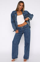 Bring The Style Low Rise Wide Leg Jeans Admiral Blue