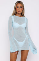 Stand And Stare Long Sleeve Mini Dress Malibu Blue