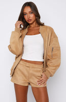Between Us Faux Suede Shorts Honey