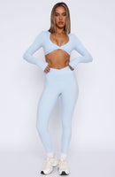 Ready Set Go Cross Front Leggings Baby Blue