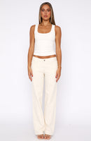 Zara Low Rise Straight Leg Jeans Cream
