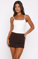 Charlotte Denim Mini Skirt Chocolate Wash