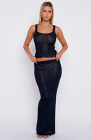 Star Shining Sequin Knit Maxi Skirt Midnight