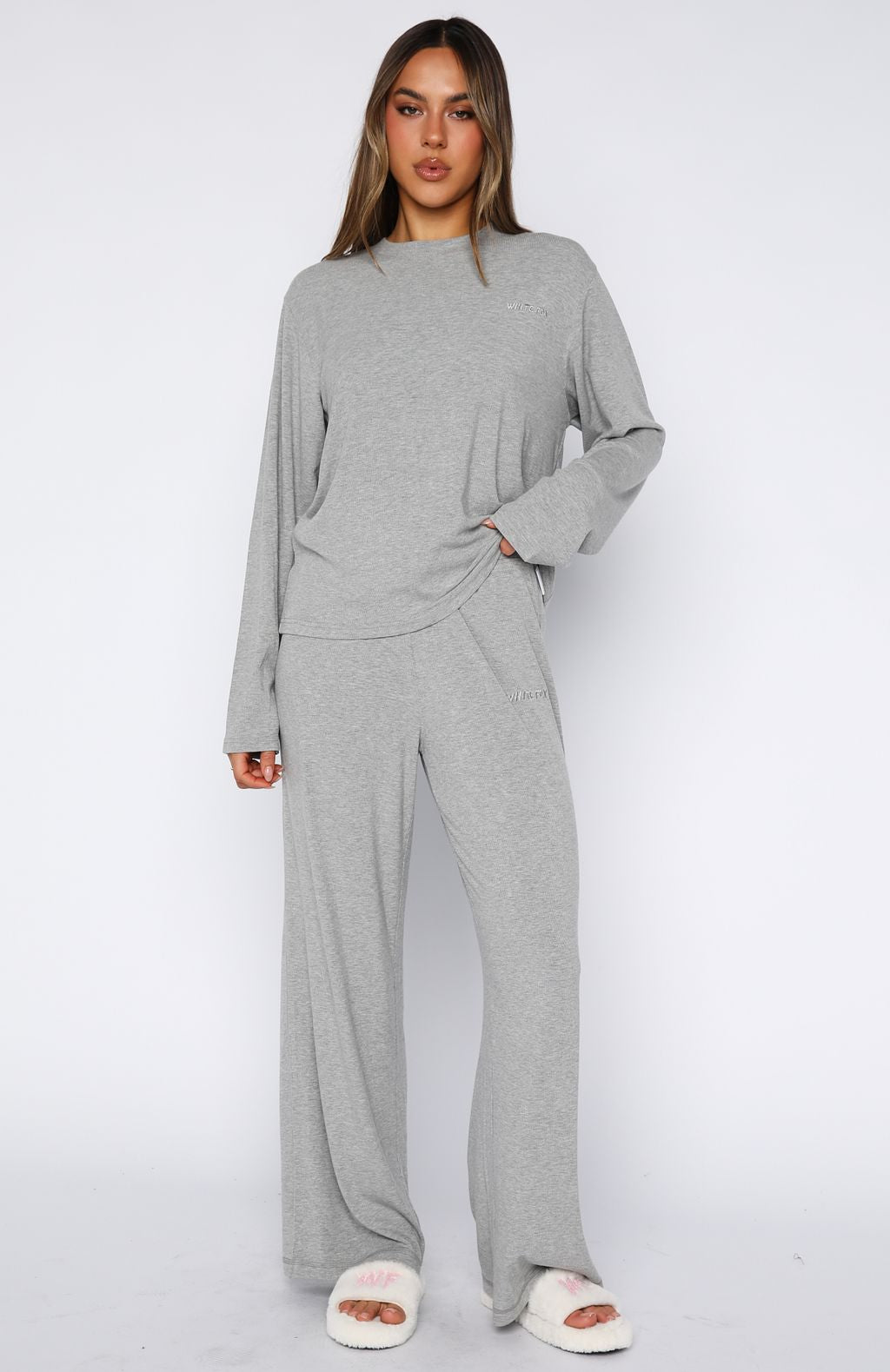 Verano Sixteen Lilia Wide Leg Sweatpants Grey Marle main image 1