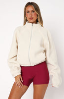Up The Hill Teddy Zip Up Jacket Cream