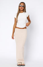 Flirtatious Ribbed Maxi Skirt Oatmeal