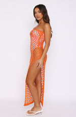 In My Feelings Crochet Maxi Dress Orange