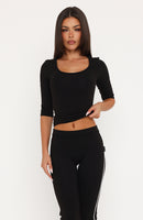 Time Stood Still 3/4 Sleeve Top Black
