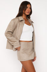 Like The Old Days Faux Suede Mini Skirt Sand