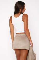 Like The Old Days Faux Suede Mini Skirt Sand