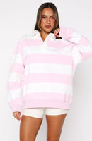 Moving Fast Oversized Henley Sweater Ballet Pink