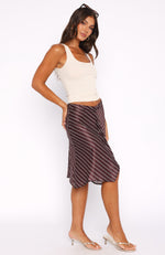 Heartfelt Midi Skirt Chocolate Stripe