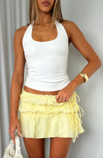 Free Falling Tiered Mini Skirt Lemon