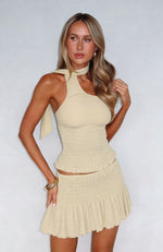 Break The Limits Shirred Mini Skirt Pistachio