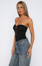 Top Of The Game Strapless Bodysuit Black