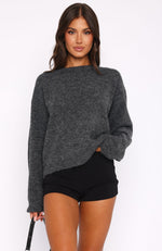 Warm Whispers Knit Sweater Charcoal