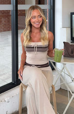 Keep Driving Knit Cami Top Chocolate Stripe