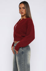 Warm Whispers Knit Cardigan Burgundy