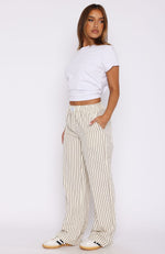 Wondering About You Striped Pants Cream/Chocolate