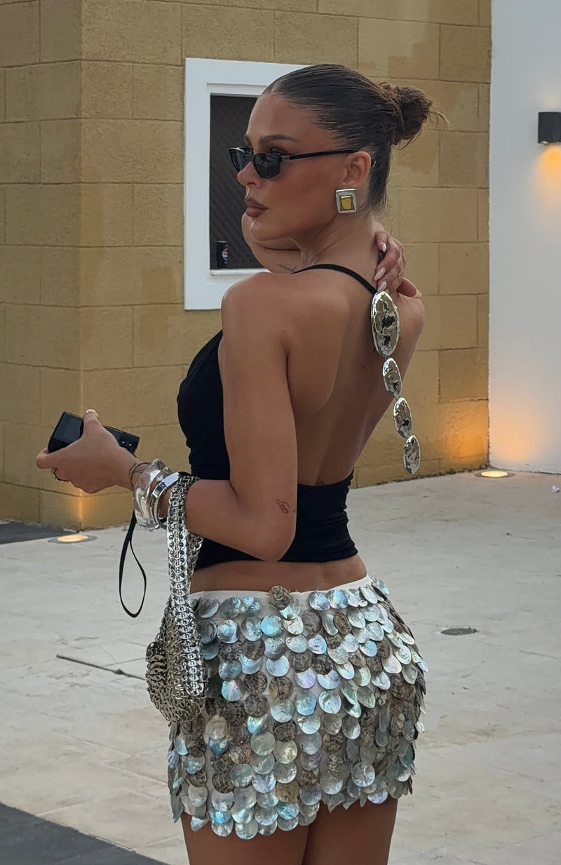 So Into You Shell Mini Skirt Natural