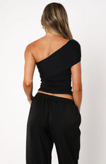 Don't Worry About It One Shoulder Top Black