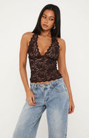 Lace Mirage Halter Top Chocolate