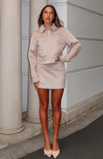 Born In The USA Faux Suede Mini Skirt Beige