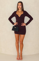 Become Better Long Sleeve Mini Dress Dark Cherry