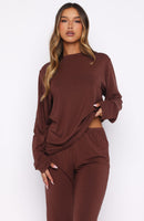Slow Life Long Sleeve Pyjama Top Chocolate