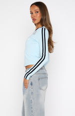 Forever Mine Long Sleeve V Neck Baby Tee Baby Blue