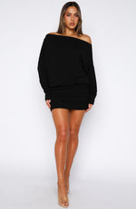 Take Your Turn Long Sleeve Mini Dress Black