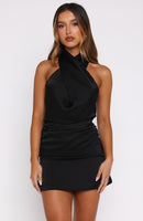 Bet You Regret It Halter Mini Dress Black