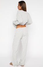 Slow Life Pyjama Pants Grey/White Stripe