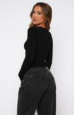 New Destiny Long Sleeve Baby Tee Black