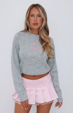 Designer Girl Knit Sweater Light Grey