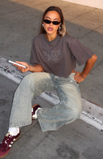 Driven By Desire Oversized Cropped Tee Charcoal