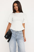 Whisper In Time Short Sleeve Top Grey Marle