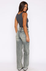 All Types Mid Rise Straight Leg Jeans Sand