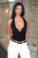 Show Stopping Halter Top Black
