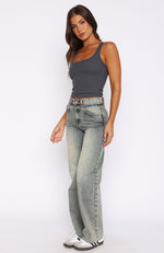 All Types Mid Rise Straight Leg Jeans Sand