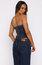 Be Mine Forever Denim Bustier Dark Blue