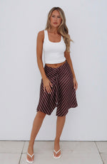 Heartfelt Midi Skirt Chocolate Stripe