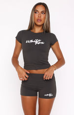 Bring You Over Baby Tee Charcoal