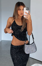 Love Galore Sequin Knit Top Black