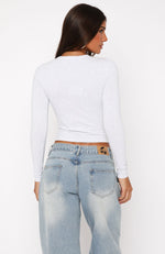 Love Addiction Long Sleeve Baby Tee Grey Marle