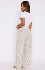 Wondering About You Striped Pants Cream/Chocolate