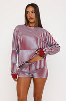 Touchdown Relaxed Shorts Red/Blue Stripe