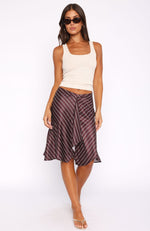 Heartfelt Midi Skirt Chocolate Stripe