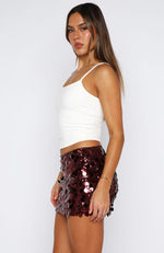 Disco Fever Mini Skirt Burgundy