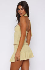 Break The Limits Shirred Mini Skirt Pistachio